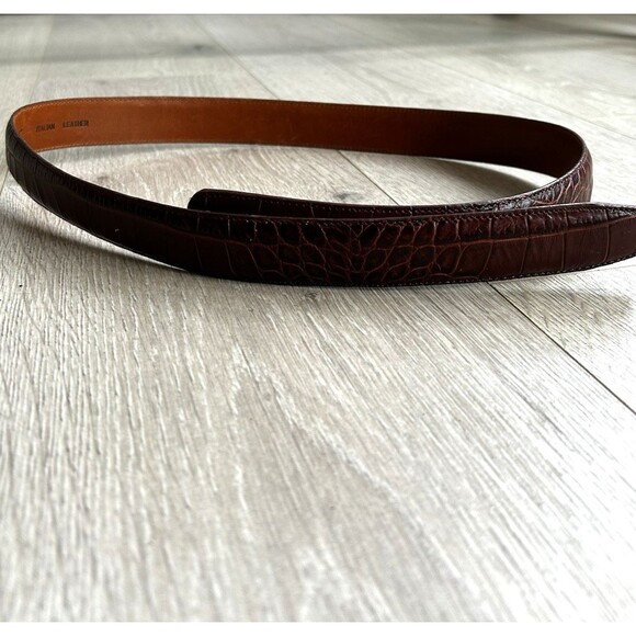 Terry Stack Brown Croc Embossed Hook and Loop Italian Leather Belt Size Medium main image 7